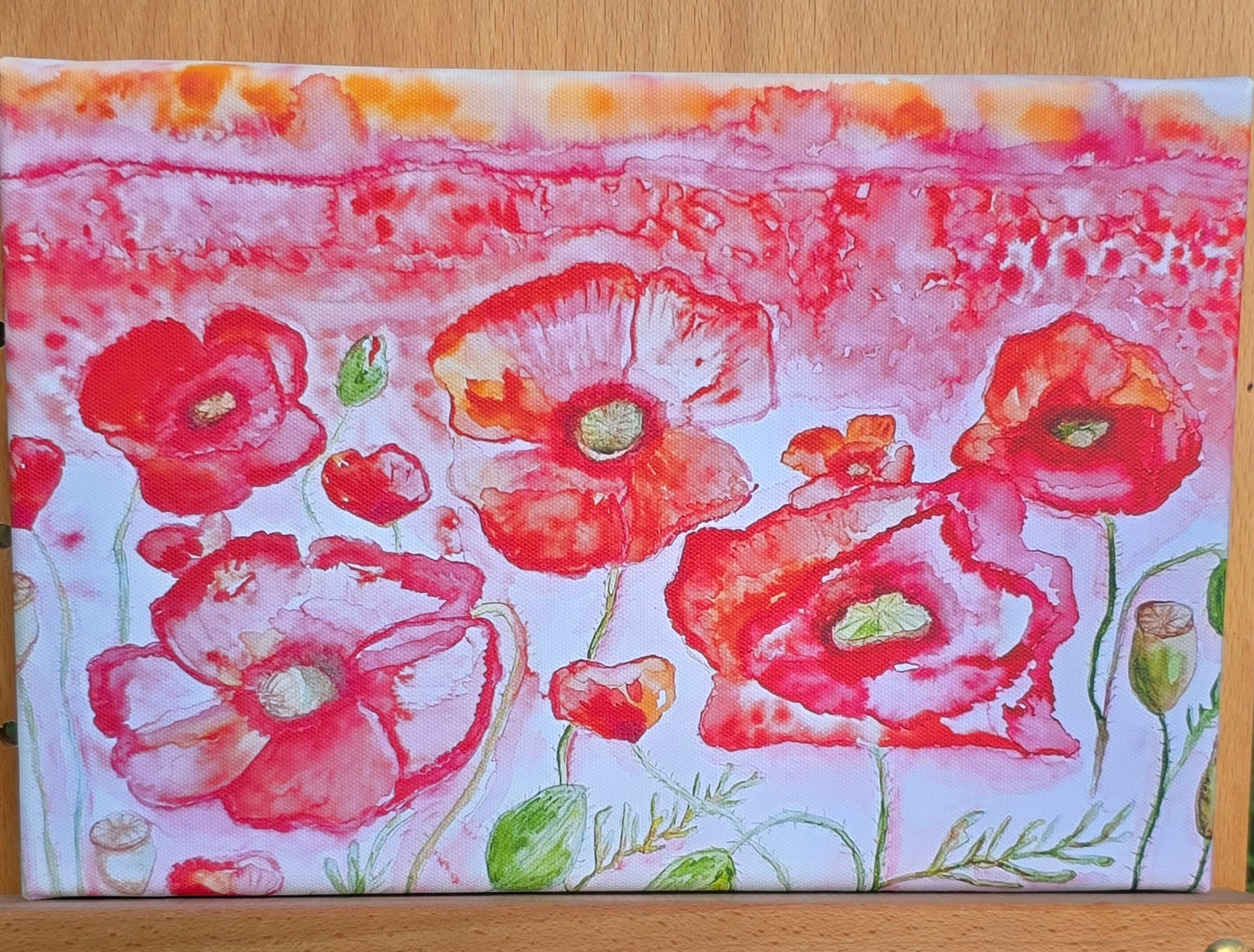 Kunstdruck Mohnblumenfeld auf Leinwand 20x30 cm (Druck)