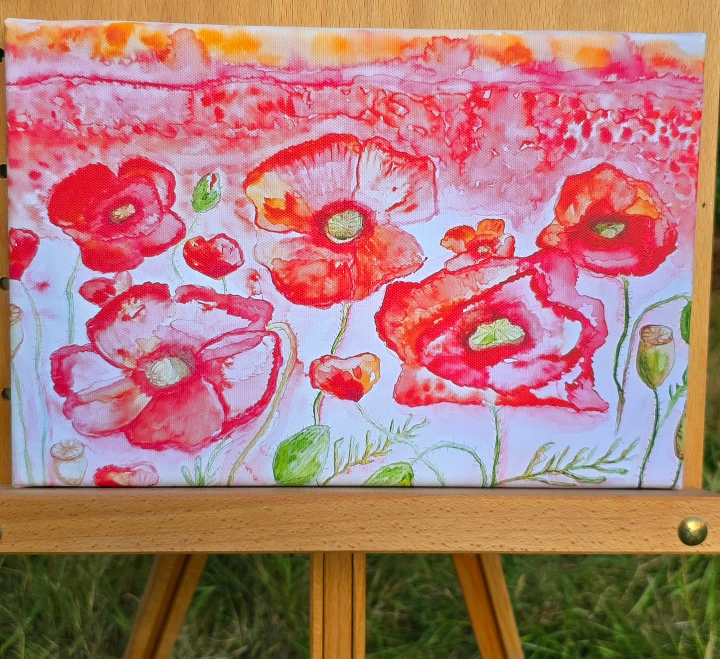 Kunstdruck Mohnblumenfeld auf Leinwand 20x30 cm (Druck)