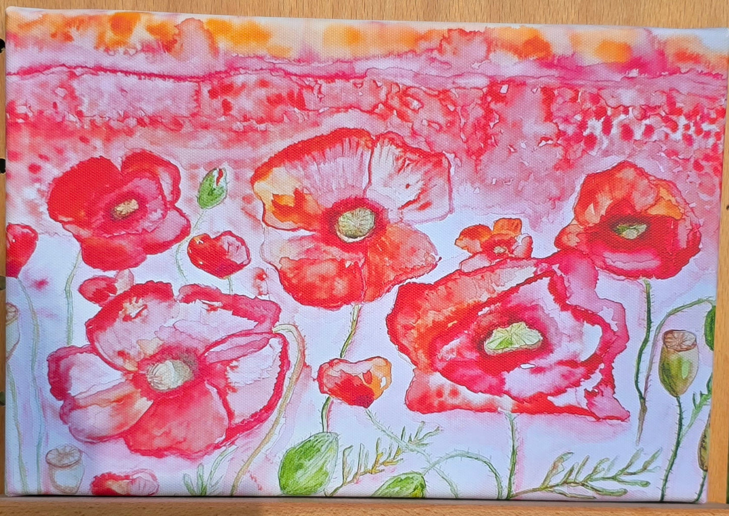 Kunstdruck Mohnblumenfeld auf Leinwand 20x30 cm (Druck)