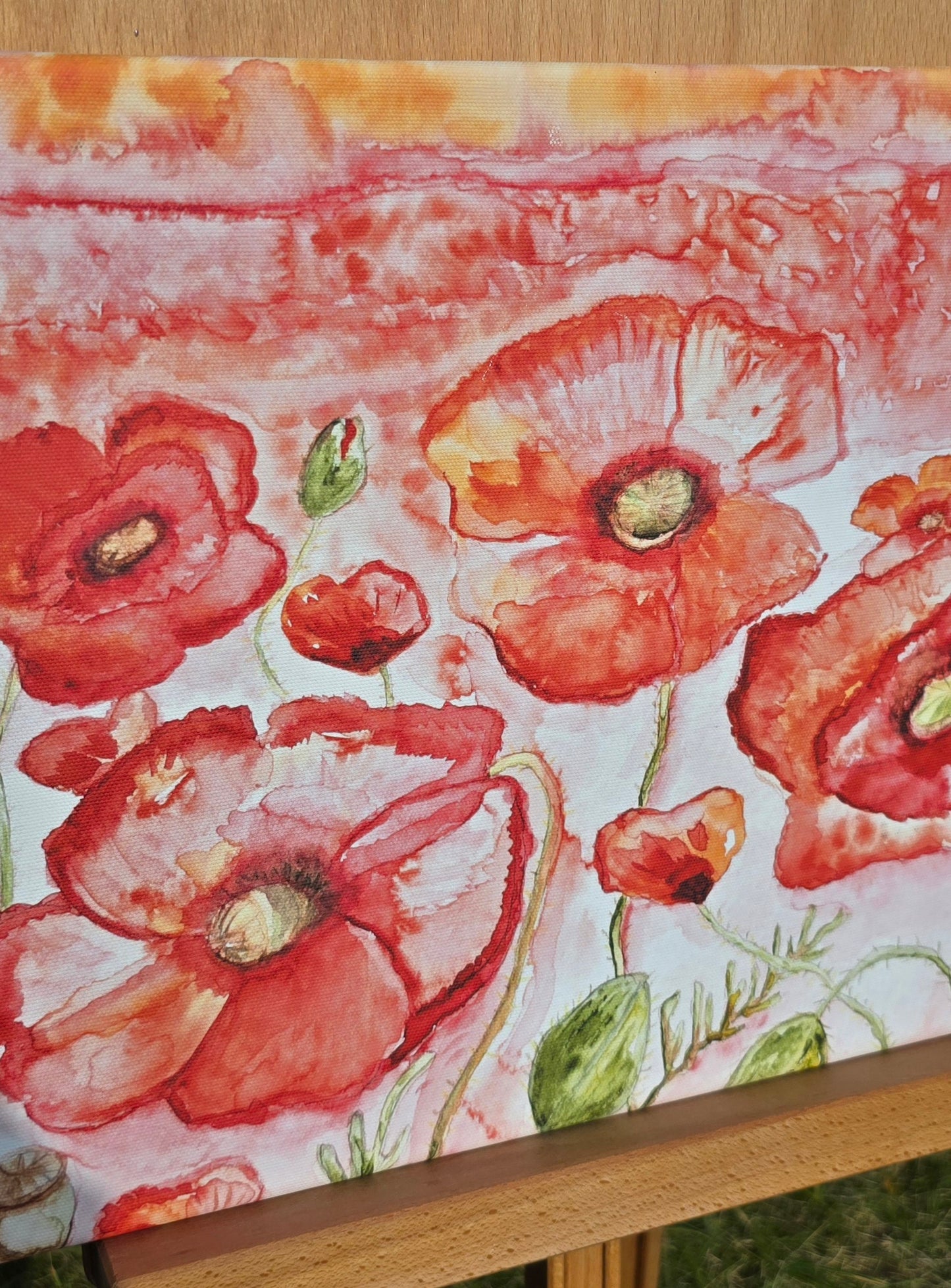 Kunstdruck Mohnblumenfeld auf Leinwand 45x30 cm (Druck)