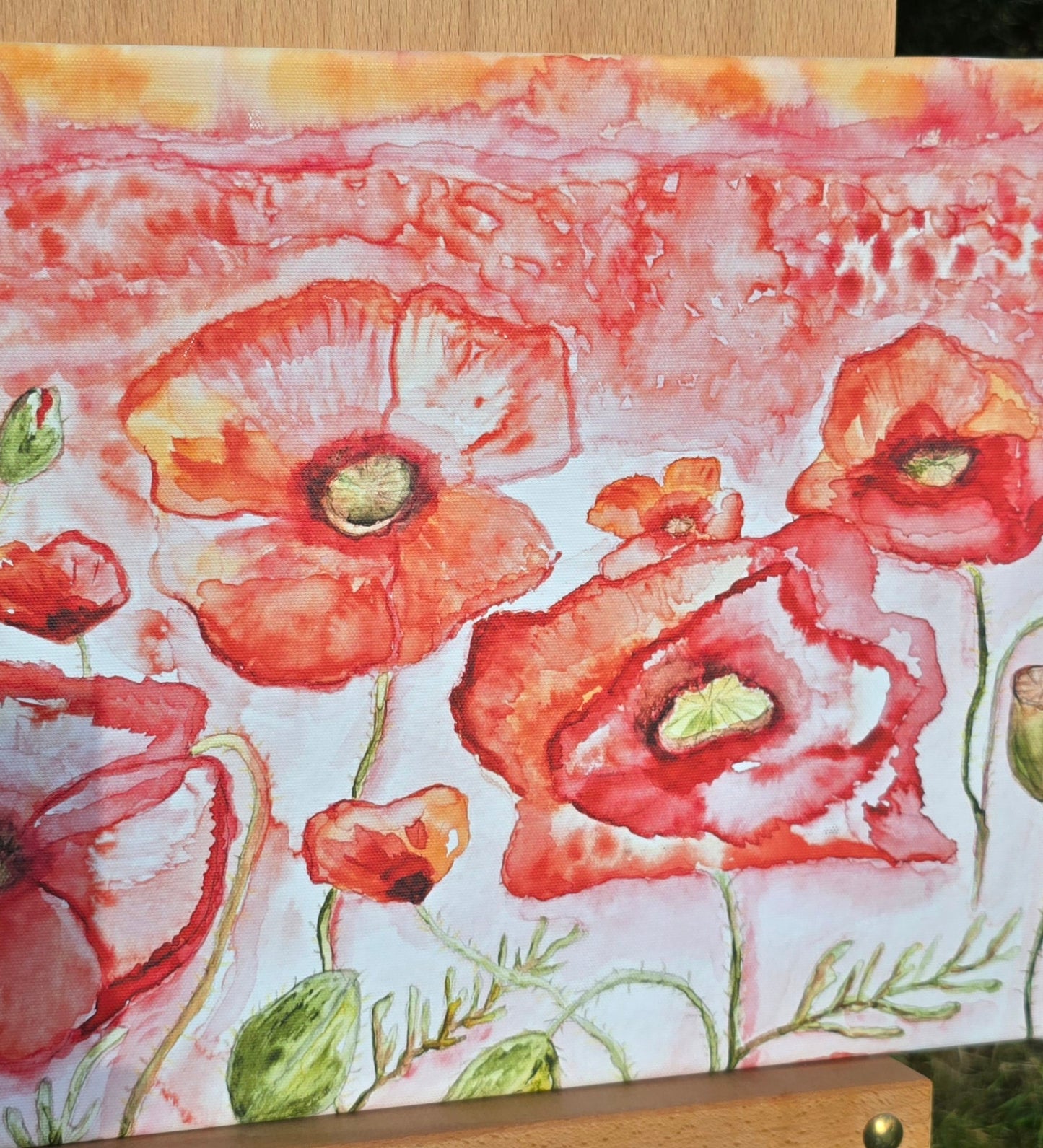 Kunstdruck Mohnblumenfeld auf Leinwand 45x30 cm (Druck)