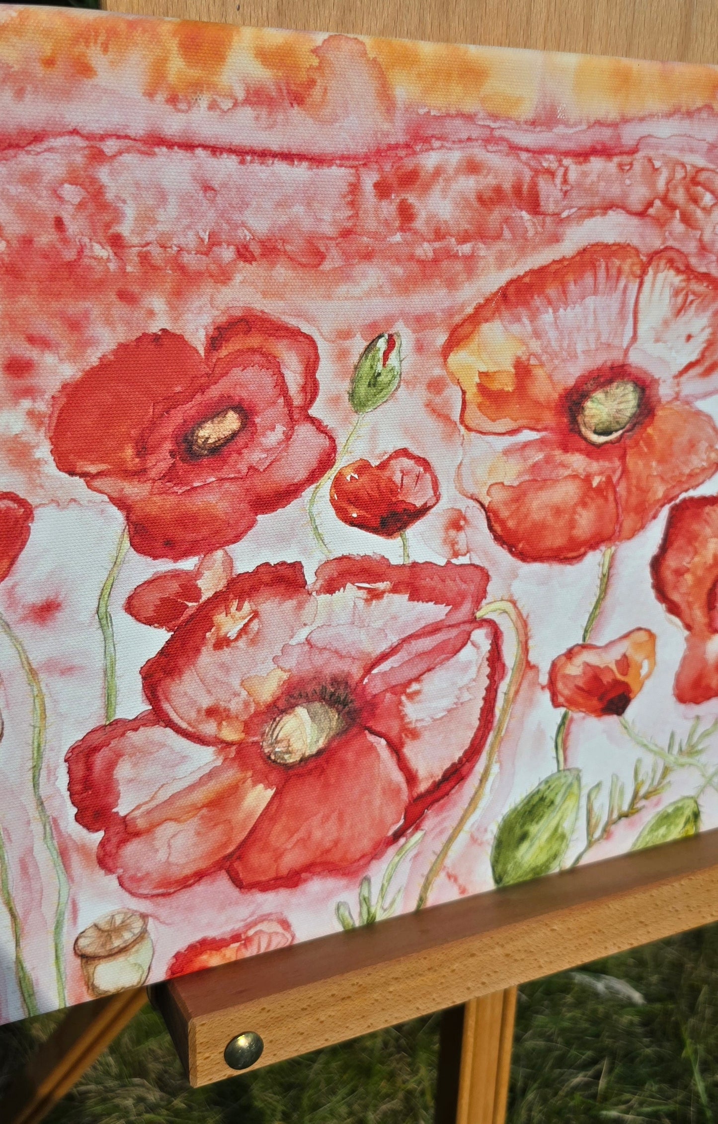 Kunstdruck Mohnblumenfeld auf Leinwand 45x30 cm (Druck)