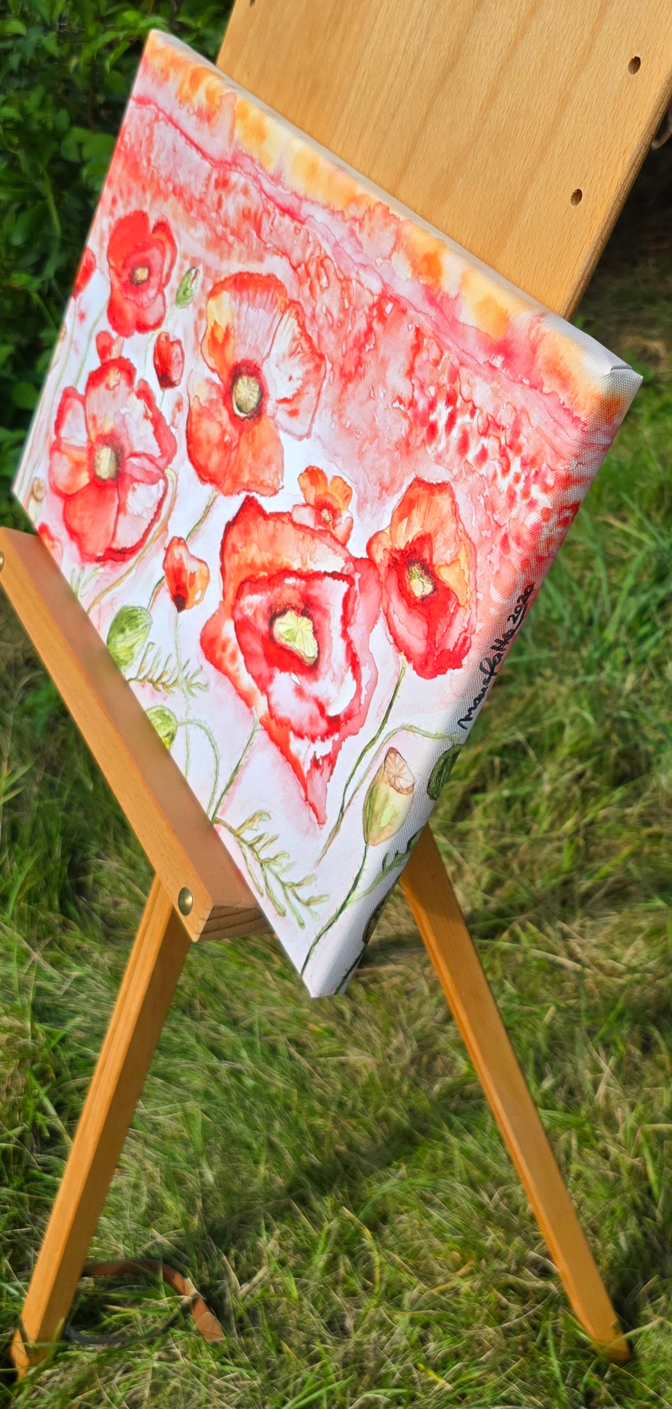 Kunstdruck Mohnblumenfeld auf Leinwand 45x30 cm (Druck)