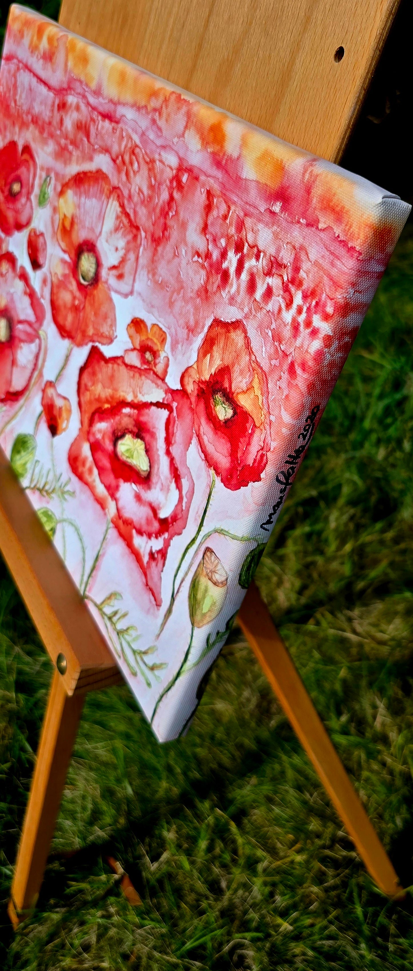 Kunstdruck Mohnblumenfeld auf Leinwand 45x30 cm (Druck)