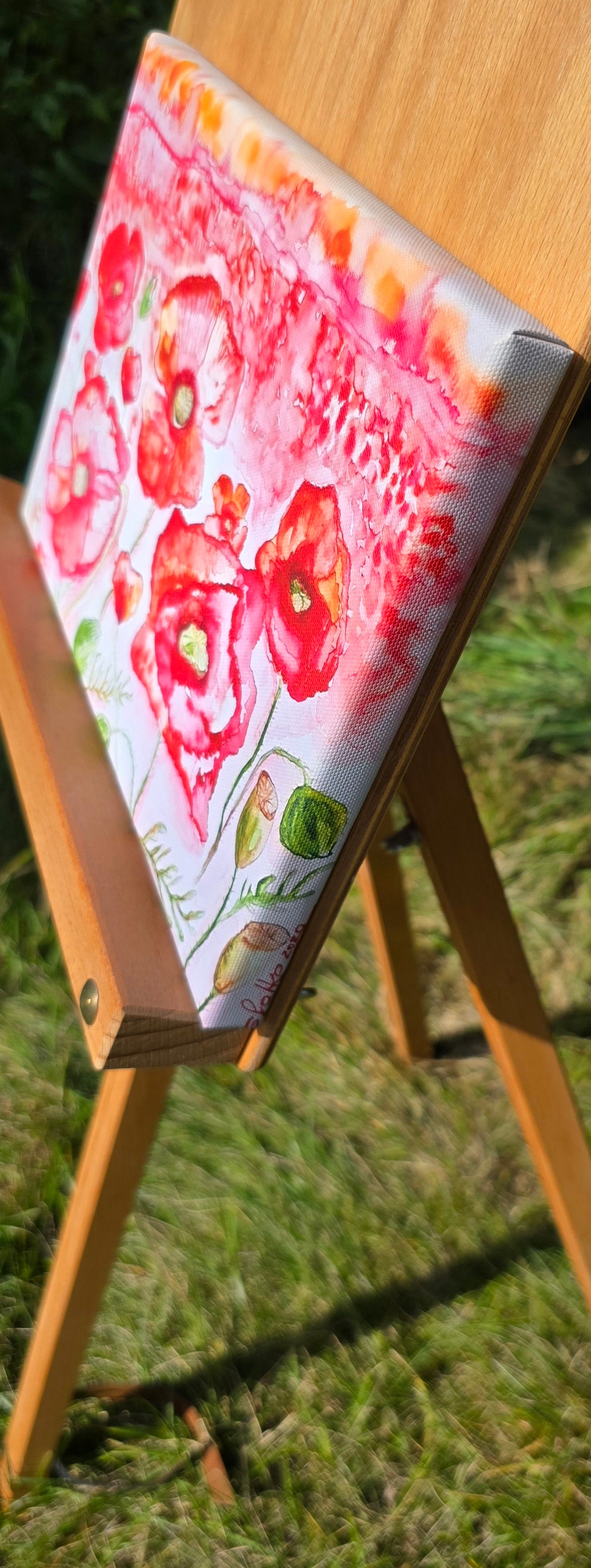 Kunstdruck Mohnblumenfeld auf Leinwand 20x30 cm (Druck)