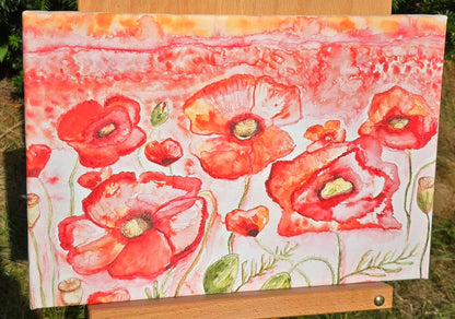 Kunstdruck Mohnblumenfeld auf Leinwand 20x30 cm (Druck)